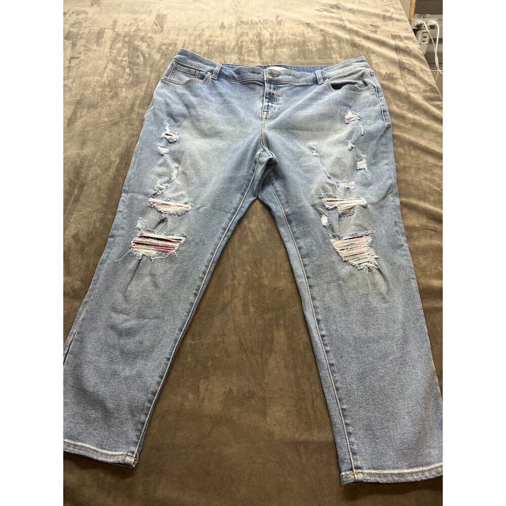 Lane Bryant Straight‎ Jeans Plus Size 20p Blue Stretch Distressed